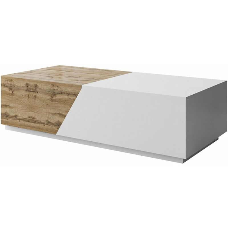 Table basse avec coffre ceelias - 124 x 60 x 42 cm - Blanc/Marron - Blanc/Marron.