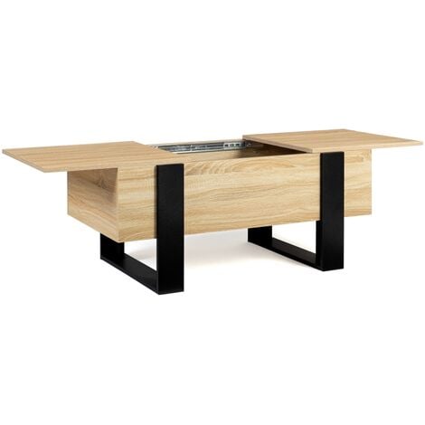 Table basse avec coffre PHOENIX bois et noir