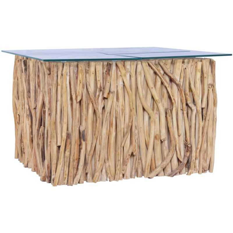 Vidaxl - Table basse avec dessus en verre 66x66x40cm Bois de teck massif