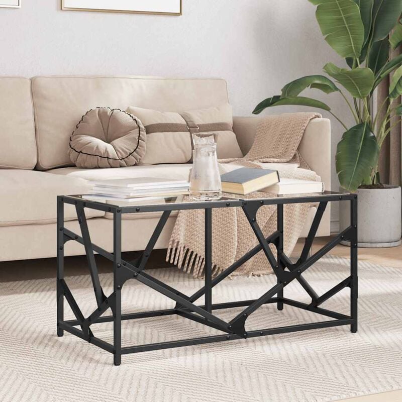 Table basse avec dessus en verre transparent 78,5x40x41cm acier Vidaxl