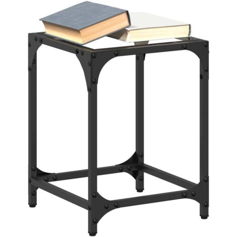Table basse avec dessus en verre-Table Salon-Table d'appoint transparent 30x30x40 cm acier 529117