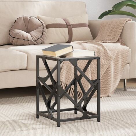 Table basse avec dessus en verre-Table Salon-Table d'appoint transparent 30x30x41 cm acier 873473