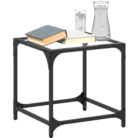 Table basse avec dessus en verre transparent 40x40x40 cm acier vidaXL