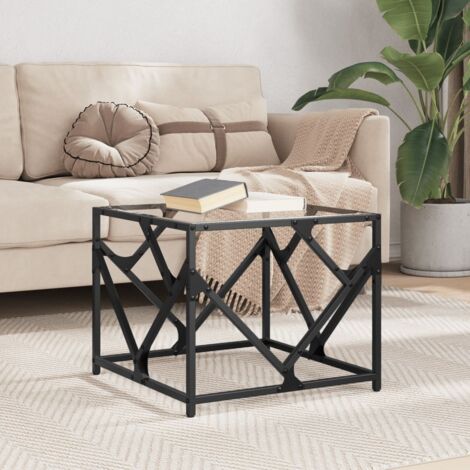 Table basse avec dessus en verre transparent 50x50x41 cm acier vidaXL