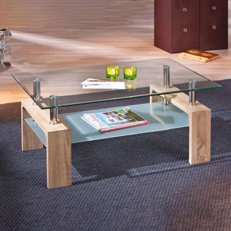 M&s - Table basse avec double plateau en verre naturel - kimmy