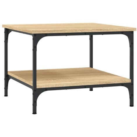 Table basse avec étagère design industriel 55 x 55 x 40 cm bois d'ingénierie couleur chêne et métal DEC038965