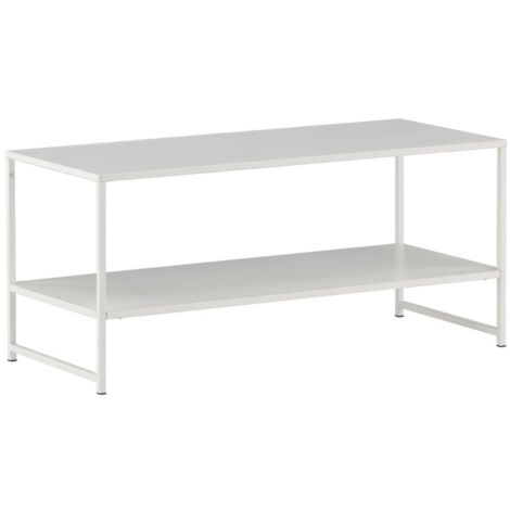 Table Basse Avec Étagère "Staal" 102cm Blanc