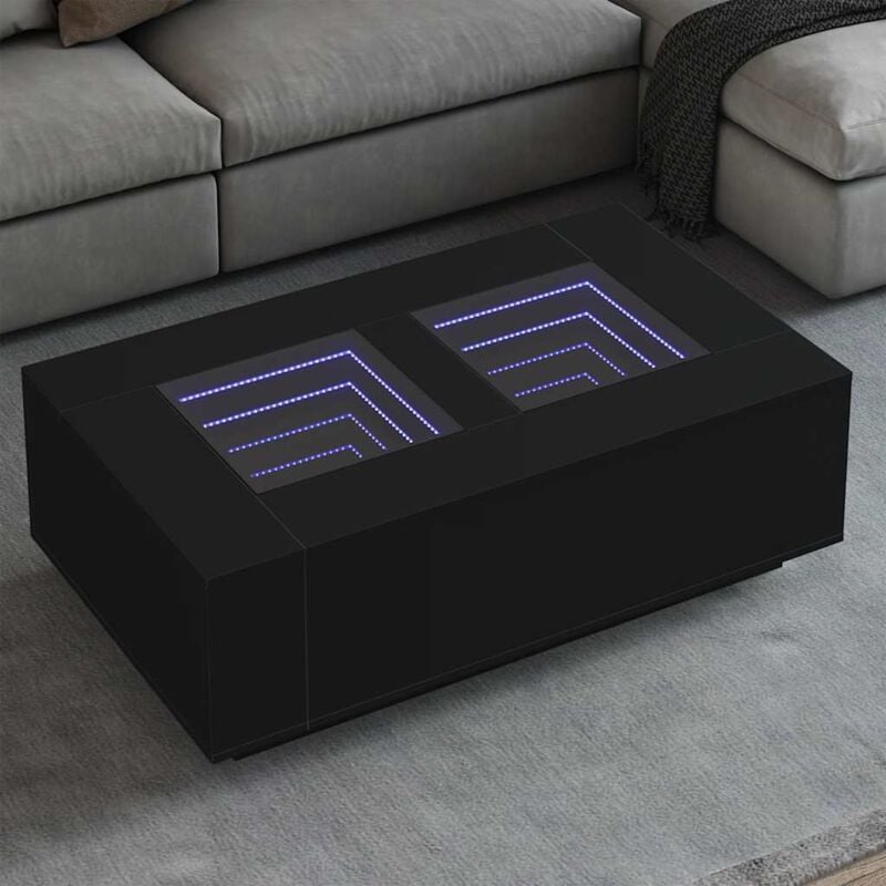 vidaXL Table basse avec LED infini noir 116x69x40 cm