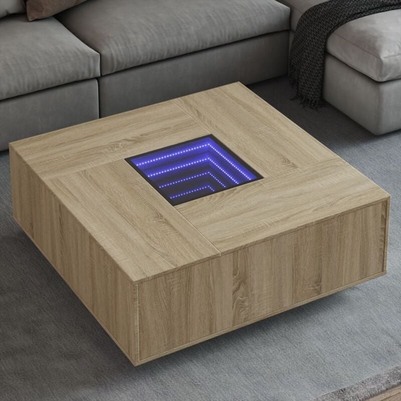 Vidaxl - Table basse avec led infini chêne sonoma 100x100x40 cm