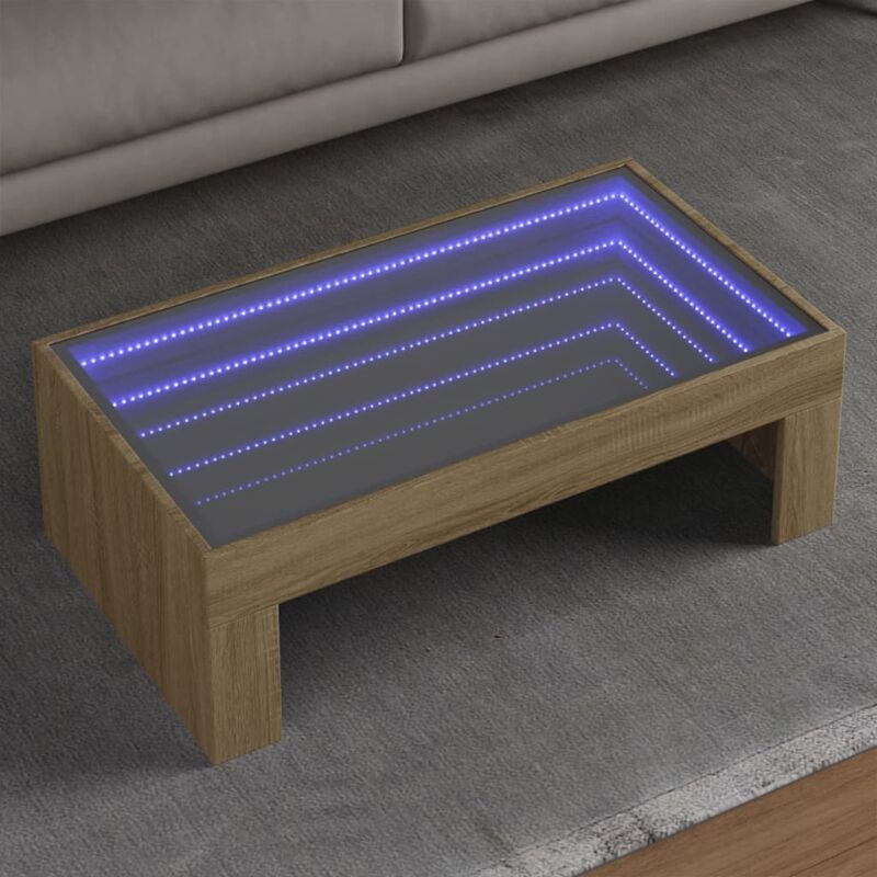 vidaXL Table basse avec LED infini chêne sonoma 90x50x30 cm
