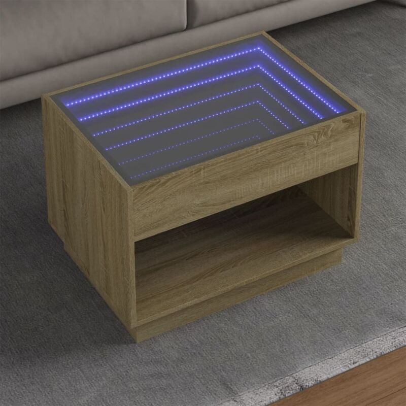 Vidaxl - Table basse avec led infini chêne sonoma 70x50x50 cm