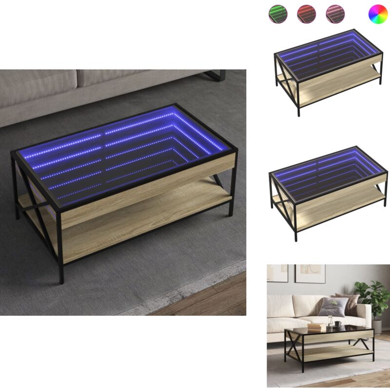 Vidaxl - Table basse avec led infini chêne sonoma 90x50x38 cm - Table Basse - Tables Basses - Table D'appoint - Bout De Canapé