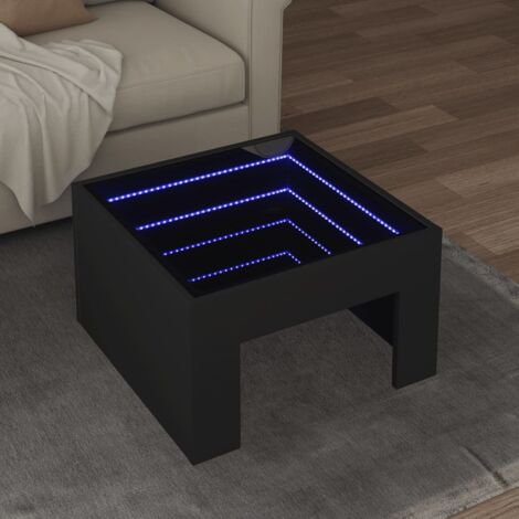 Table basse avec LED infini noir 50x50x30 cm vidaXL