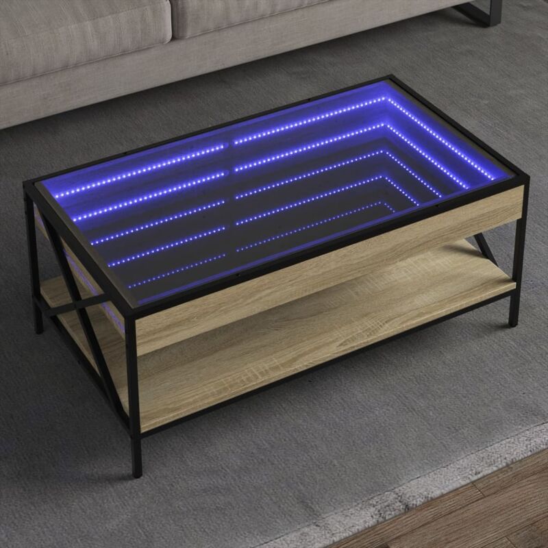 Vidaxl - Table basse avec led infini chêne sonoma 90x50x38 cm