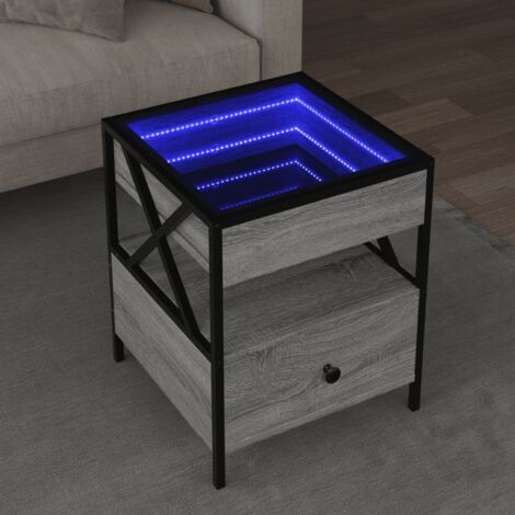 Table basse avec LED infini-Table Salon avec lumière sonoma gris 40x40x51 cm 233327