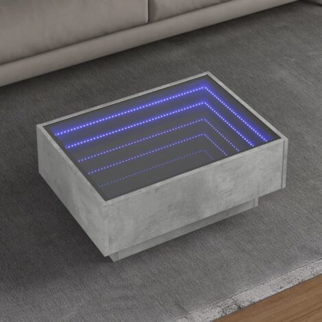 Table basse avec LED-Table Salon avec lumière gris béton 70x50x30 cm bois d'ingénierie 520146