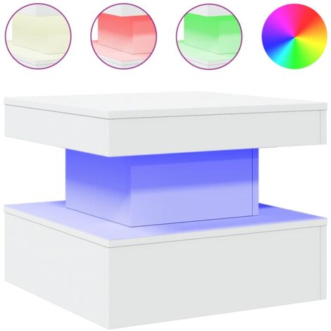 Table basse avec lumières LED blanc 50x50x40