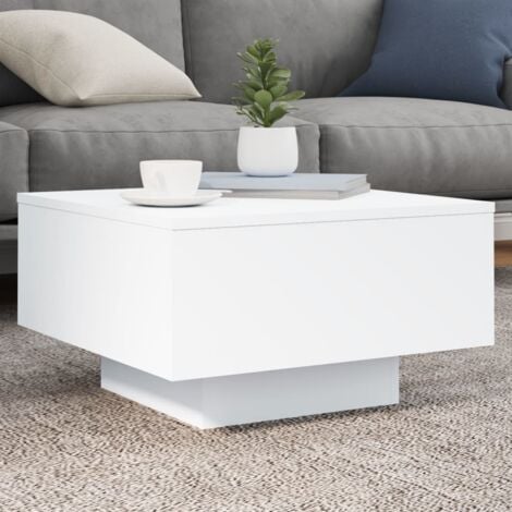 Table basse avec lumières LED blanc 55x55x31 cm vidaXL