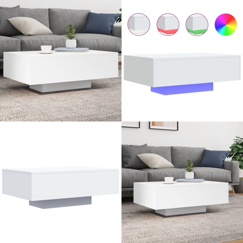 Vidaxl - Table basse avec lumières led blanc 85x55x31 cm - Table Basse Design - Table Basse Led - Table Basse Blanche - Meuble Salon Tendance - Table