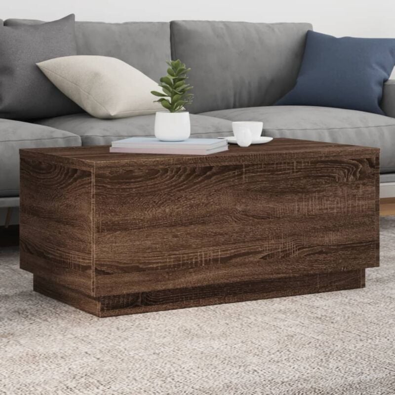 vidaXL Table basse avec lumières LED chêne marron 90x50x40 cm