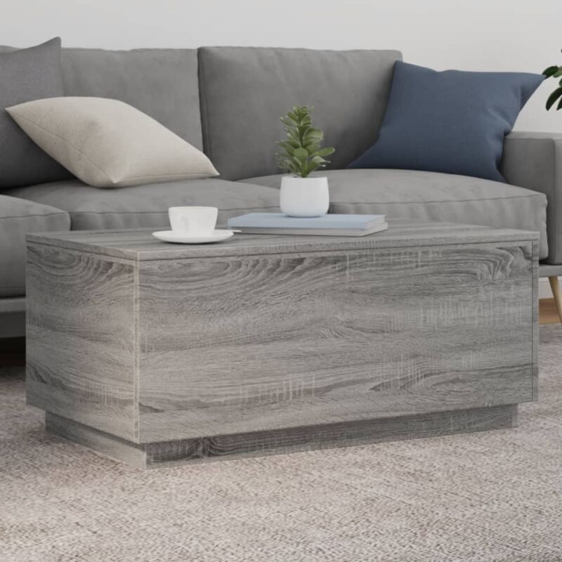vidaXL Table basse avec lumières LED gris sonoma 90x50x40 cm