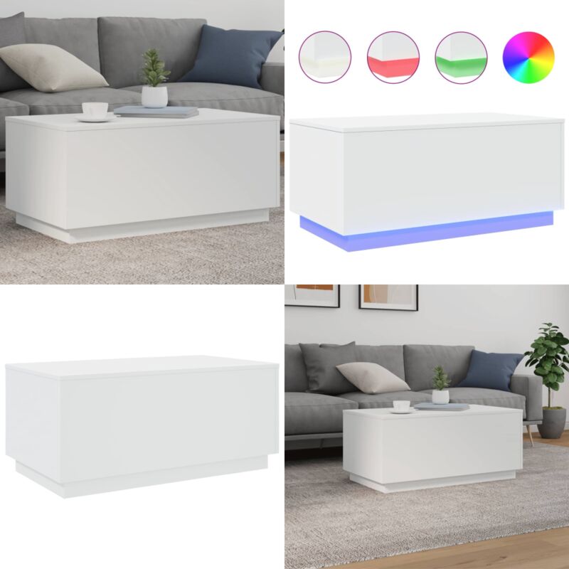 Vidaxl - Table basse avec lumières led blanc 90x50x40 cm - Table Basse Design - Table Basse Led - Table Basse Blanche - Meuble Salon - Table
