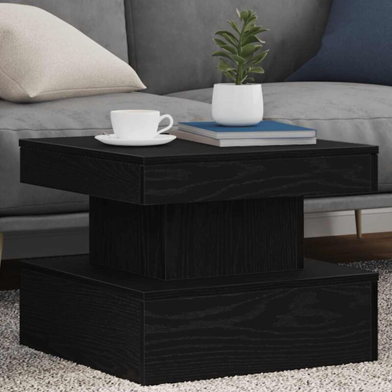 vidaXL Table basse avec lumières LED chêne noir 50x50x40 cm