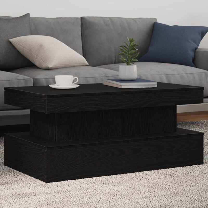 Vidaxl - Table basse avec lumières led chêne noir 90x50x40 cm