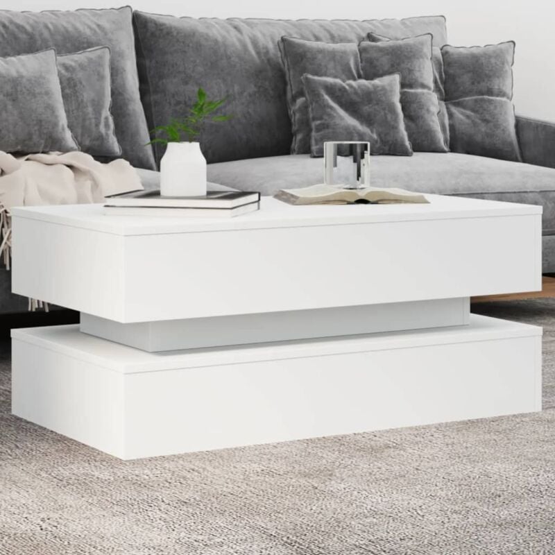 Vidaxl - Table basse avec lumières led blanc 90x50x40 cm