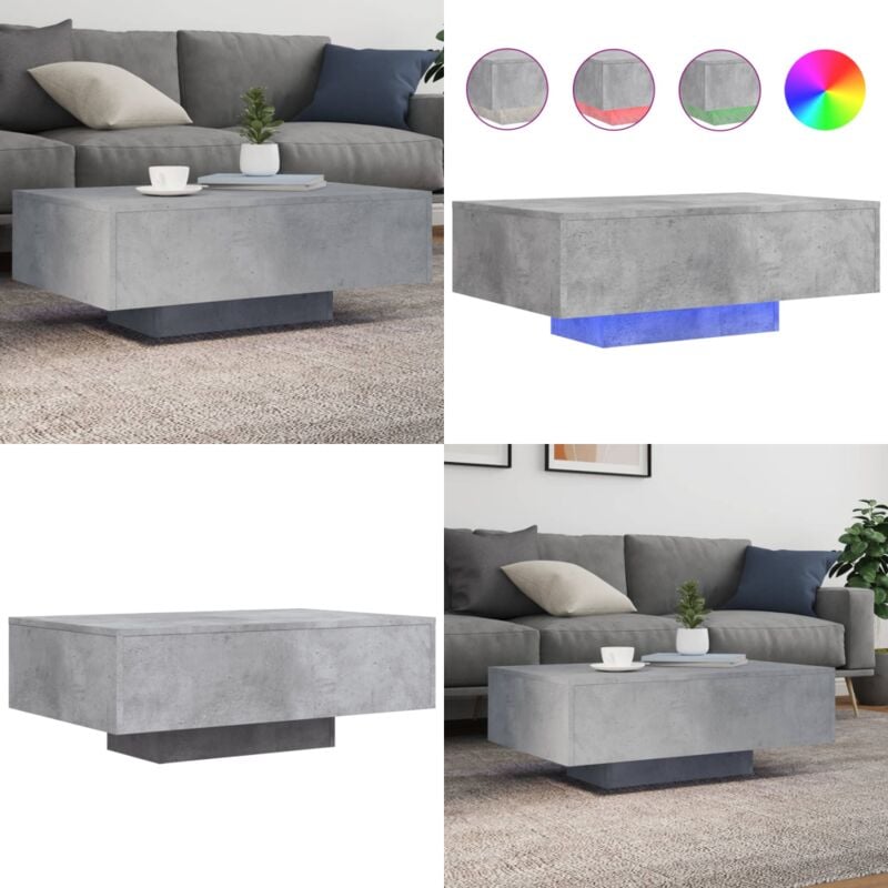 Vidaxl - Table basse avec lumières led gris béton 85x55x31 cm - Table Basse Design - Table Basse Led - Table Basse Moderne - Table Basse Salon