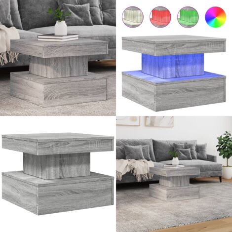 Table basse avec lumières LED sonoma gris 50x50x40 cm - Table Basse Design - Table Basse Led - Table Basse Lumineuse - Table Basse Ronde - Meuble Salon - Home & Living