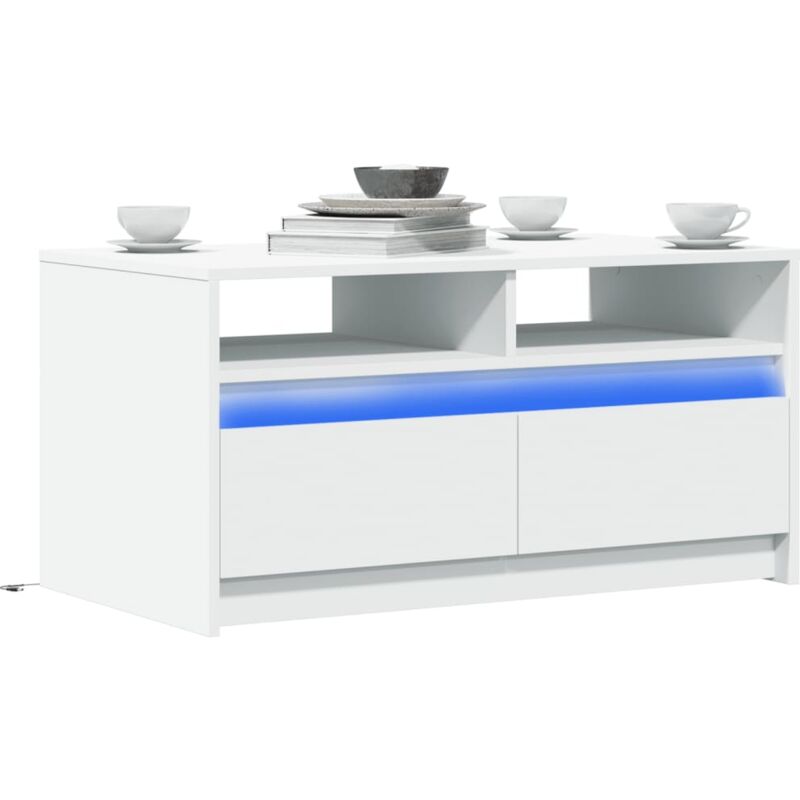 Vidaxl - Table basse avec lumières led blanc bois d'ingénierie