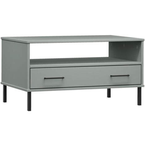 Table basse avec pieds en métal Gris 85x50x45 Bois OSLO