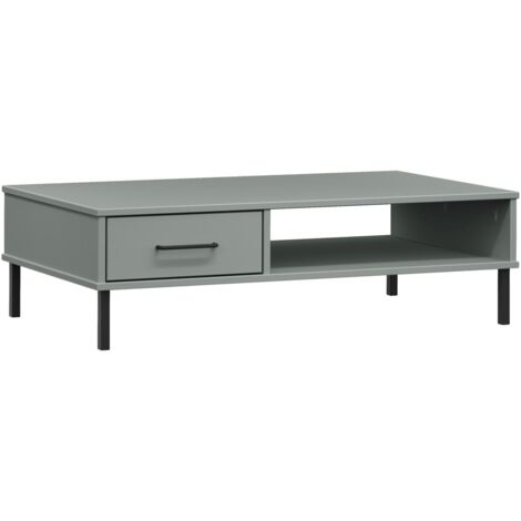 Table basse avec pieds en métal Gris Bois pin massif OSLO