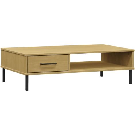 Table basse avec pieds en métal Marron Bois pin massif OSLO