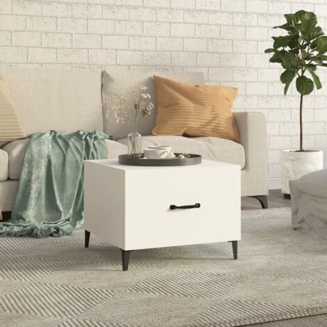 Table basse avec pieds en métal-Table Salon-Table d'appoint Blanc 50x50x40 cm 631663