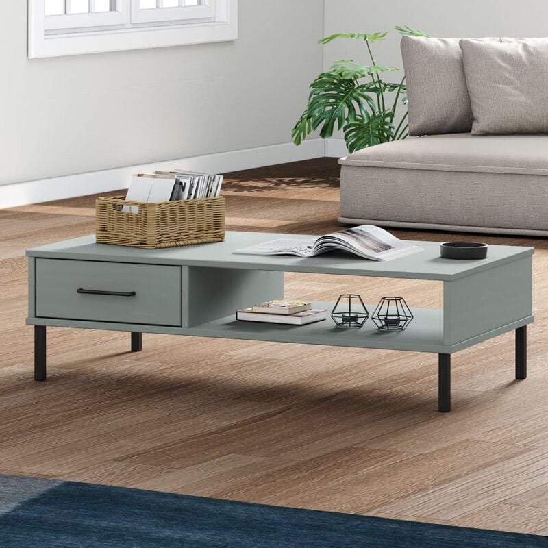 Vidaxl - Table basse avec pieds en métal Gris Bois pin massif oslo
