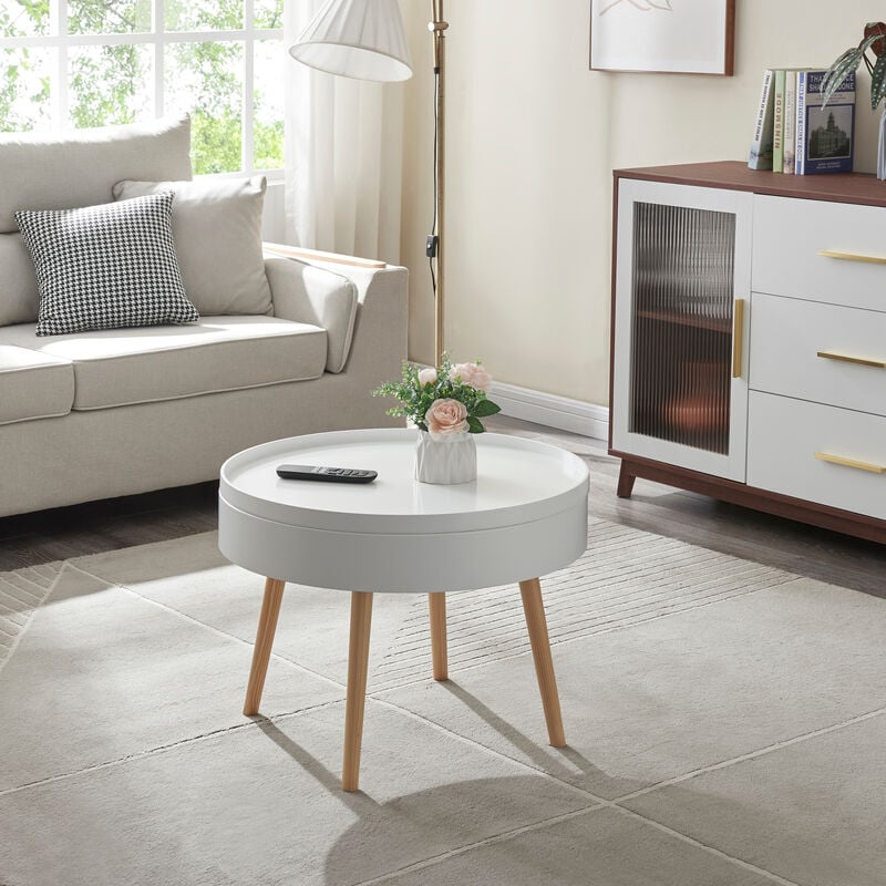 [en.casa] - Table basse avec plateau amovible Bongard 45 x 60 cm blanc