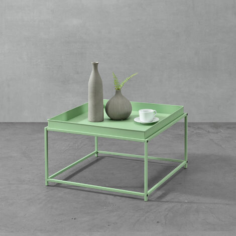 Table Basse avec Plateau Amovible Teltow 36 x 59 x 59 cm Vert Pastel Mat [en.casa]