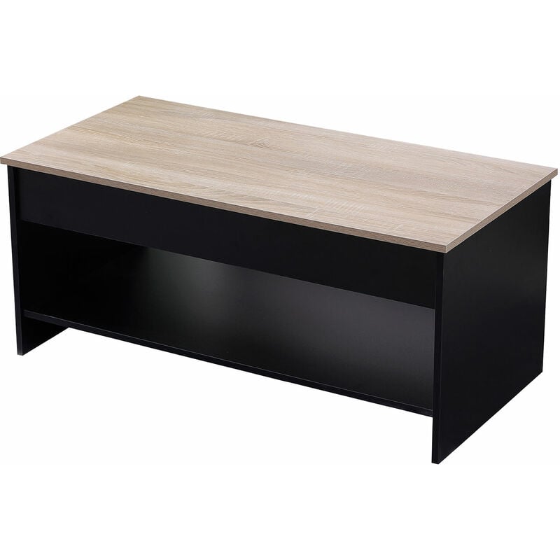 Happy Garden - Table basse avec plateau relevable noire et bois hedda