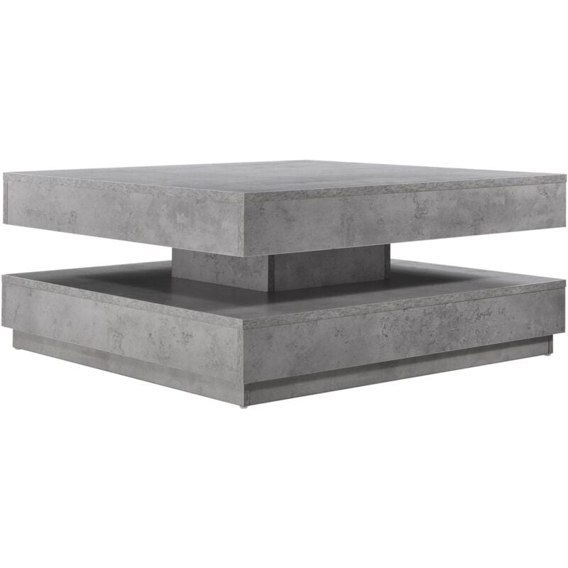 Table basse avec plateau tournant 76 x 76 cm bois gris béton