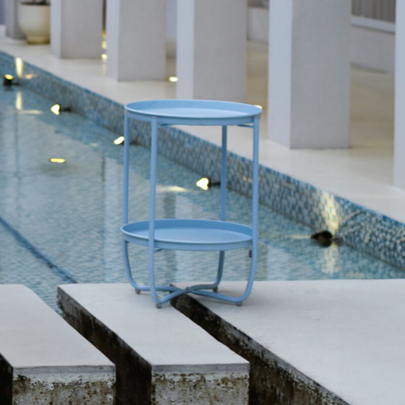 Table basse avec plateaux amovibles Sandefjord acier 58 x 40 cm bleu ciel [en.casa]