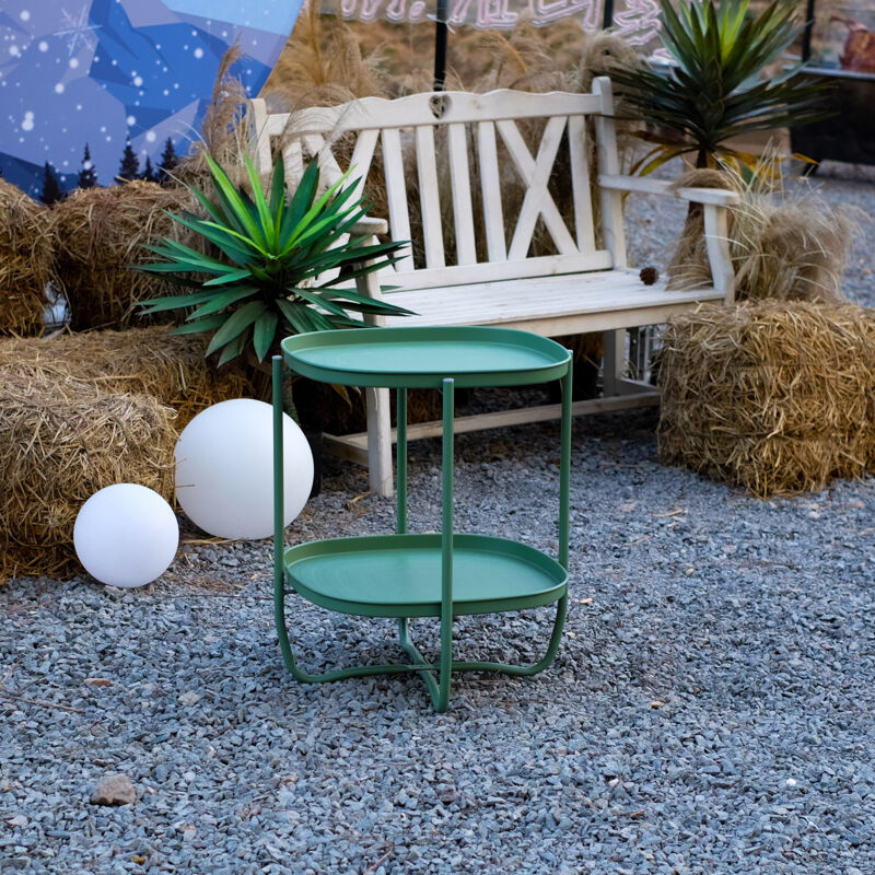 Table basse avec plateaux amovibles Sandefjord acier 58 x 46 x 46 cm vert [en.casa]