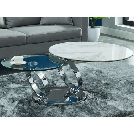 Table basse ovale 120x70x35 cm en céramique gris et pied noir