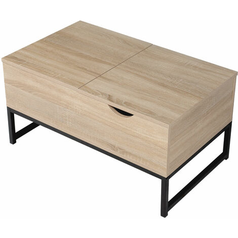 Table basse avec plateaux relevables noire et bois LOTTA - black