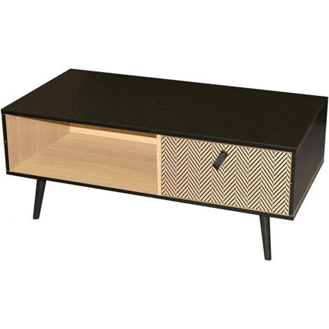 Table Basse Avec Poignée Effet Cuir Noir Atmosphera