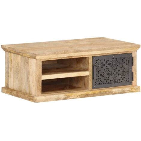 Table basse avec porte 90x50x35 cm Bois de manguier solide vidaXL