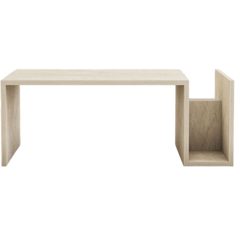 Table basse avec porte magazines effet travertin - Beige - Max