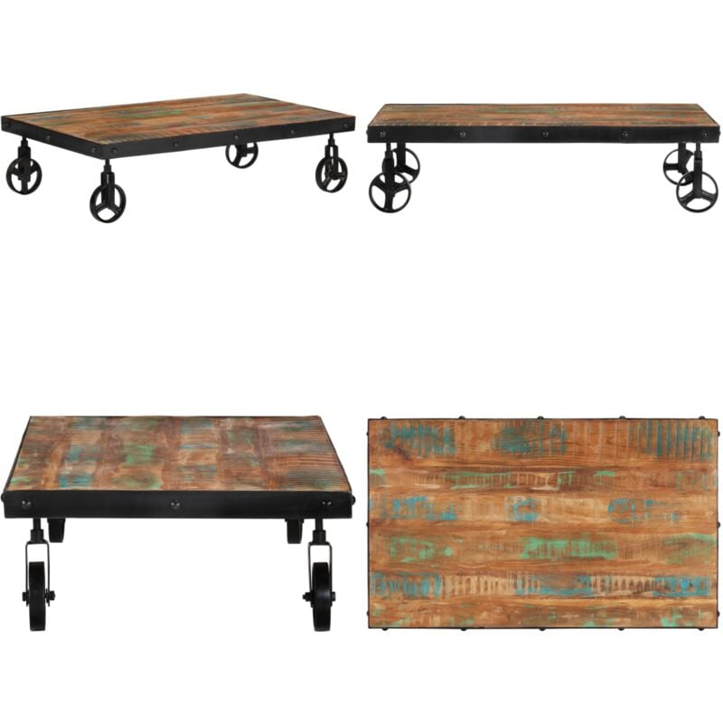 Vidaxl - Table basse avec roulettes 100x60x26 cm Bois de récupération - Table Basse - Meuble De Salon - Table D'appoint - Table En Bois - Table