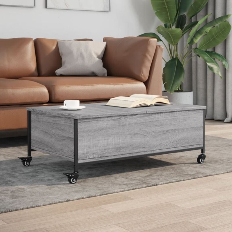 Vidaxl - Table basse avec roulettes sonoma gris bois d'ingénierie